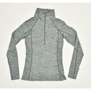 Under Armour Women 1/4 Zip Pullover Sweatshirt Polyester Gray Size M Striped